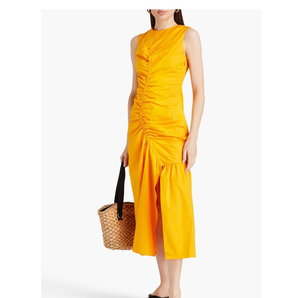 Barely Worn Sandro Midi Dress in Marigold, Size 34 (US2)